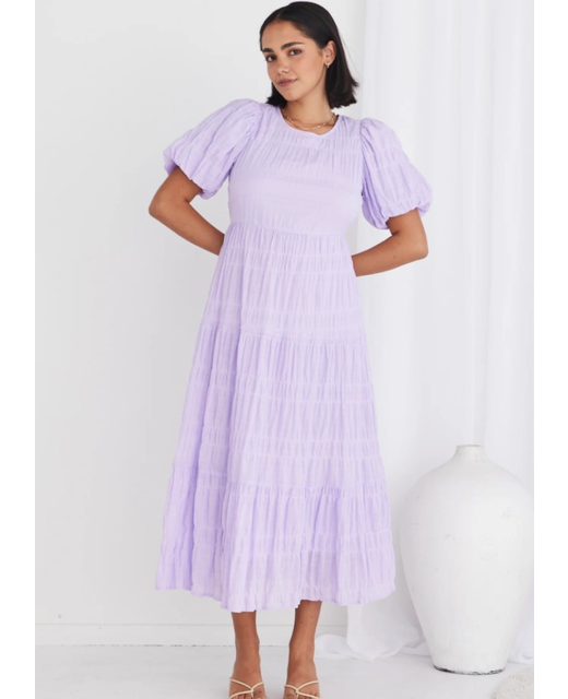 Ivy + Jack Graceful Shirred Bubble Tiered  Maxi Dress