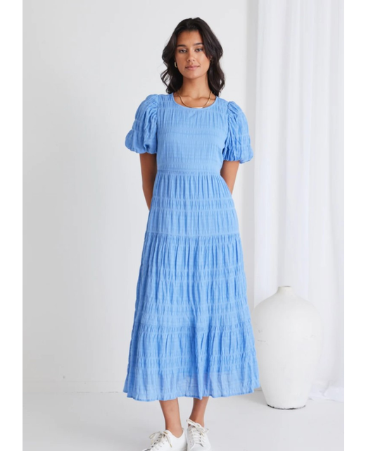 Ivy + Jack Graceful Shirred Cotton Tiered Maxi Dress