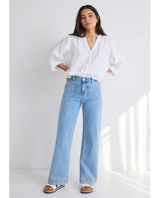 Among The Brave Zoey High Rise Wide Leg Pocket Jean