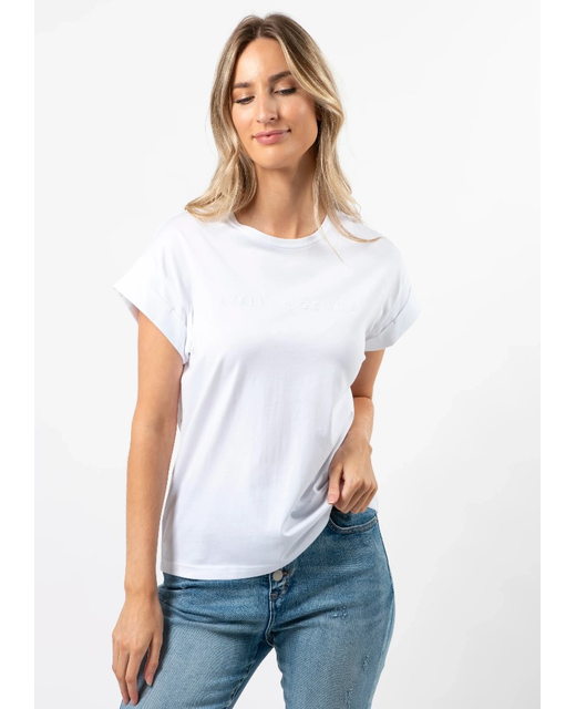 Stella+Gemma Cuff Sleeve Embroided Logo Tee