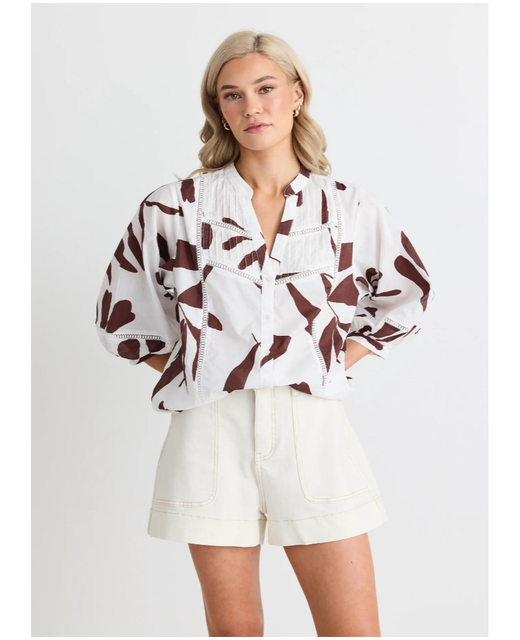 Ivy+Jack Ornamental Lace Inserts Pintuck Shirt
