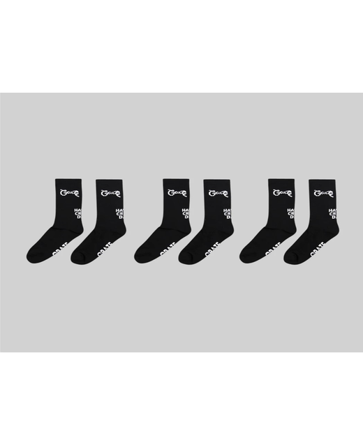 Crate Black Scripted 3Pack Sock