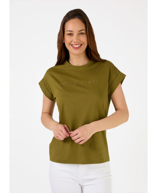 Stella+Gemma Embroidered Cuff Sleeve Tee