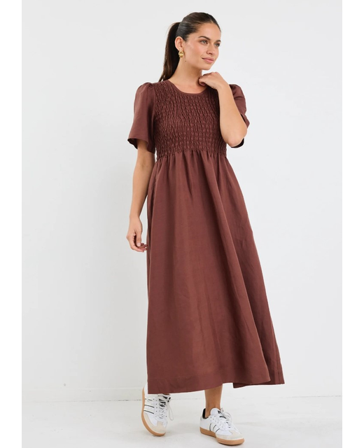 ReUnion Wren Linen SS Bodice Midi Dress