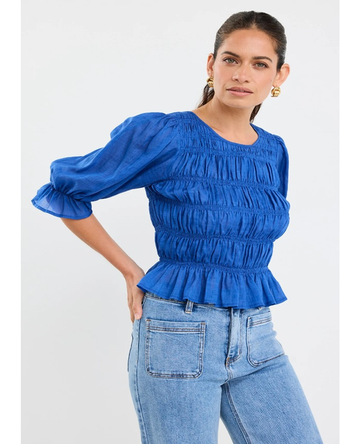 Ivy+Jack Melodic Azure SS Shirred Top