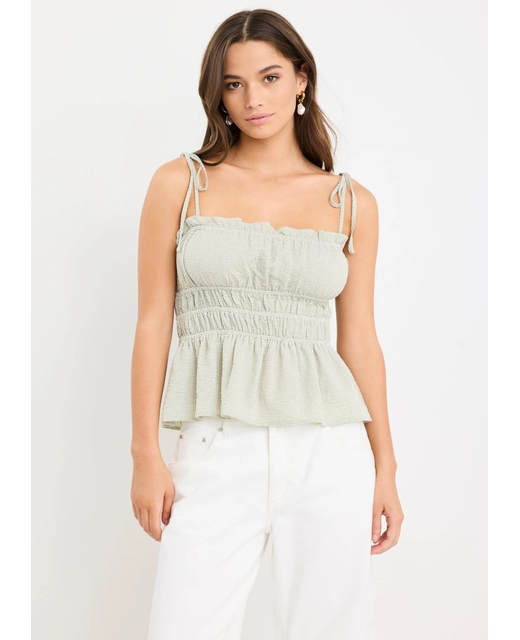 Among The Brave Mustings Gingham Tie Strap Cami