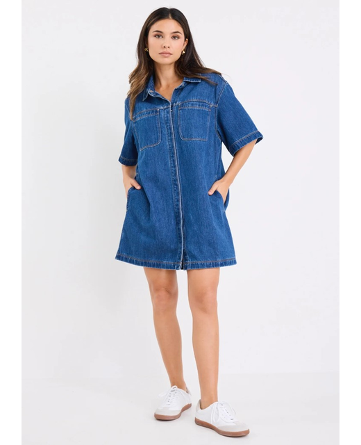Stories Be Told Denim Shirt Mini Dress