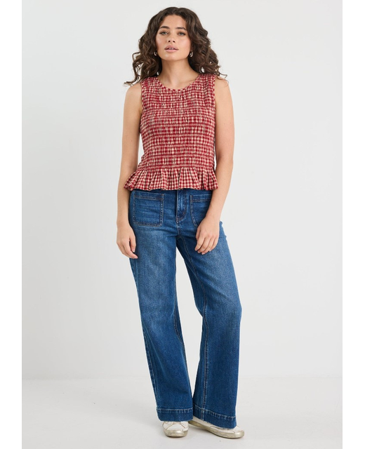 Ivy+Jack Gingham Shirred Shell Top