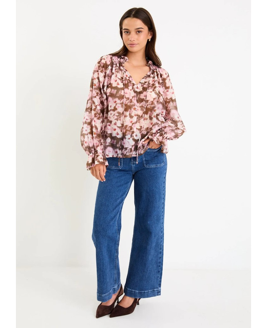 Among The Brave Odyssey Floral Shirred Neck Top