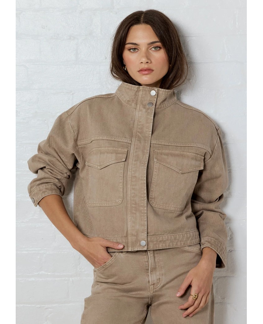 Stories Be Told Crafted Funnel Neck Denim Jacket