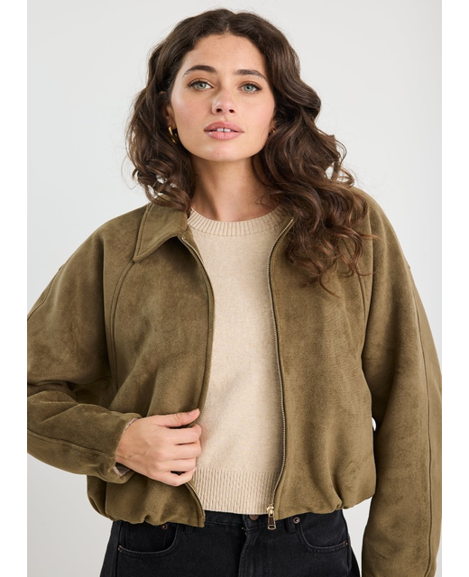 Stories Troupe Faux Suede Zip Through Jacket