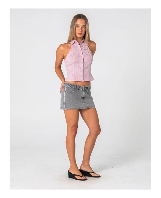 Rusty Flip Mommy Low Rise Mini Denim Skirt